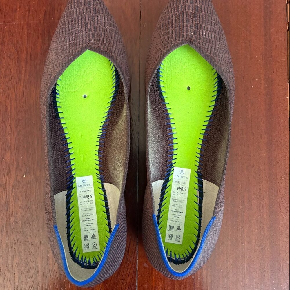 Rothy's The Point Flat Size 8.5 Euc In Truffle Py… - image 3